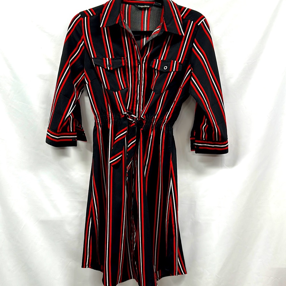 Millennium Size Small Black/Red Striped Dress